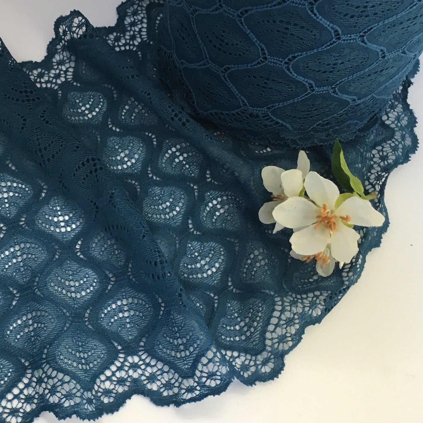 Extra Wide Stretch Lingerie Lace Teal 210mm