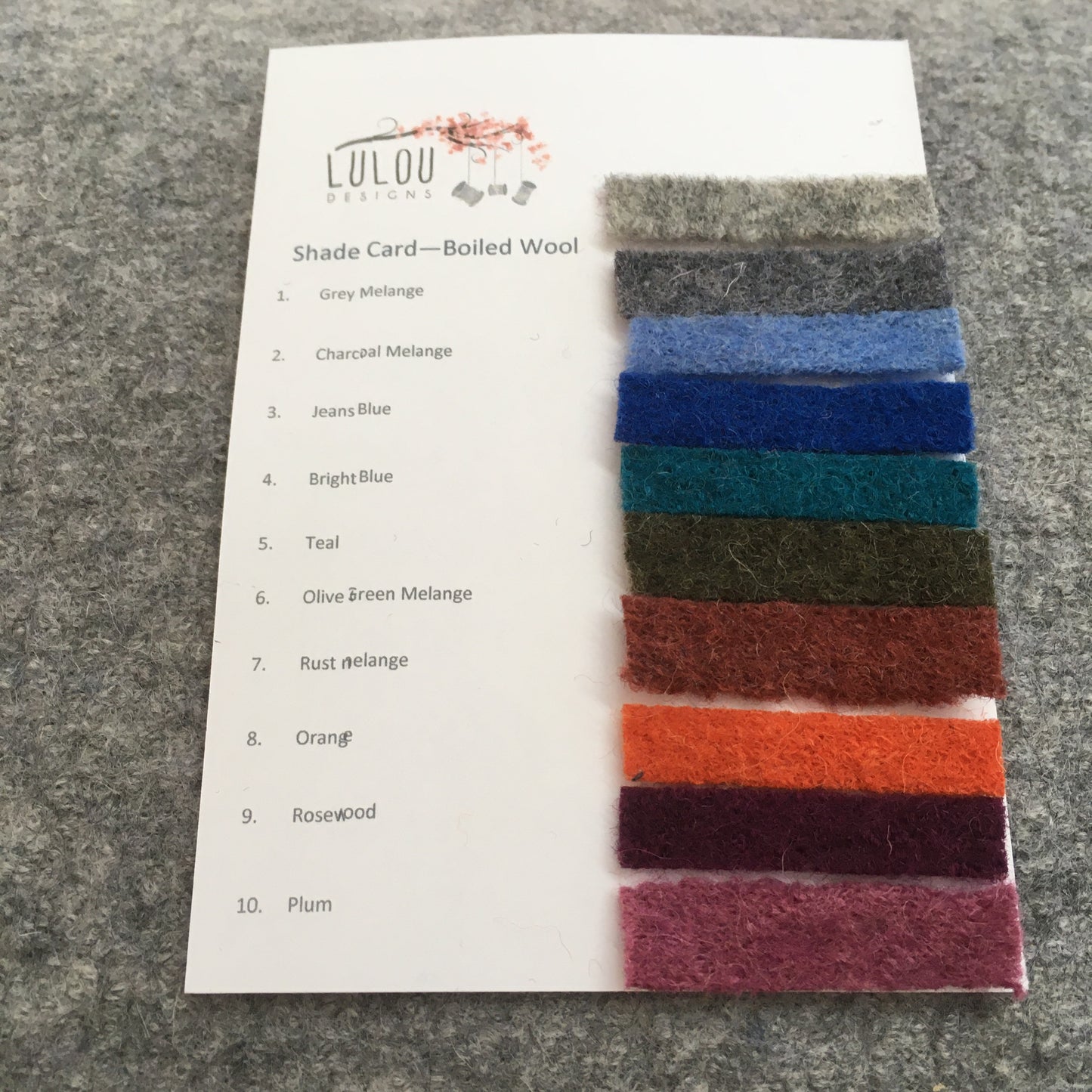 Kate Boiled Wool Colour Card