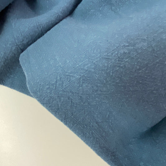 Sandwashed Textured Ramie Dressmaking Fabric Airforce Blue