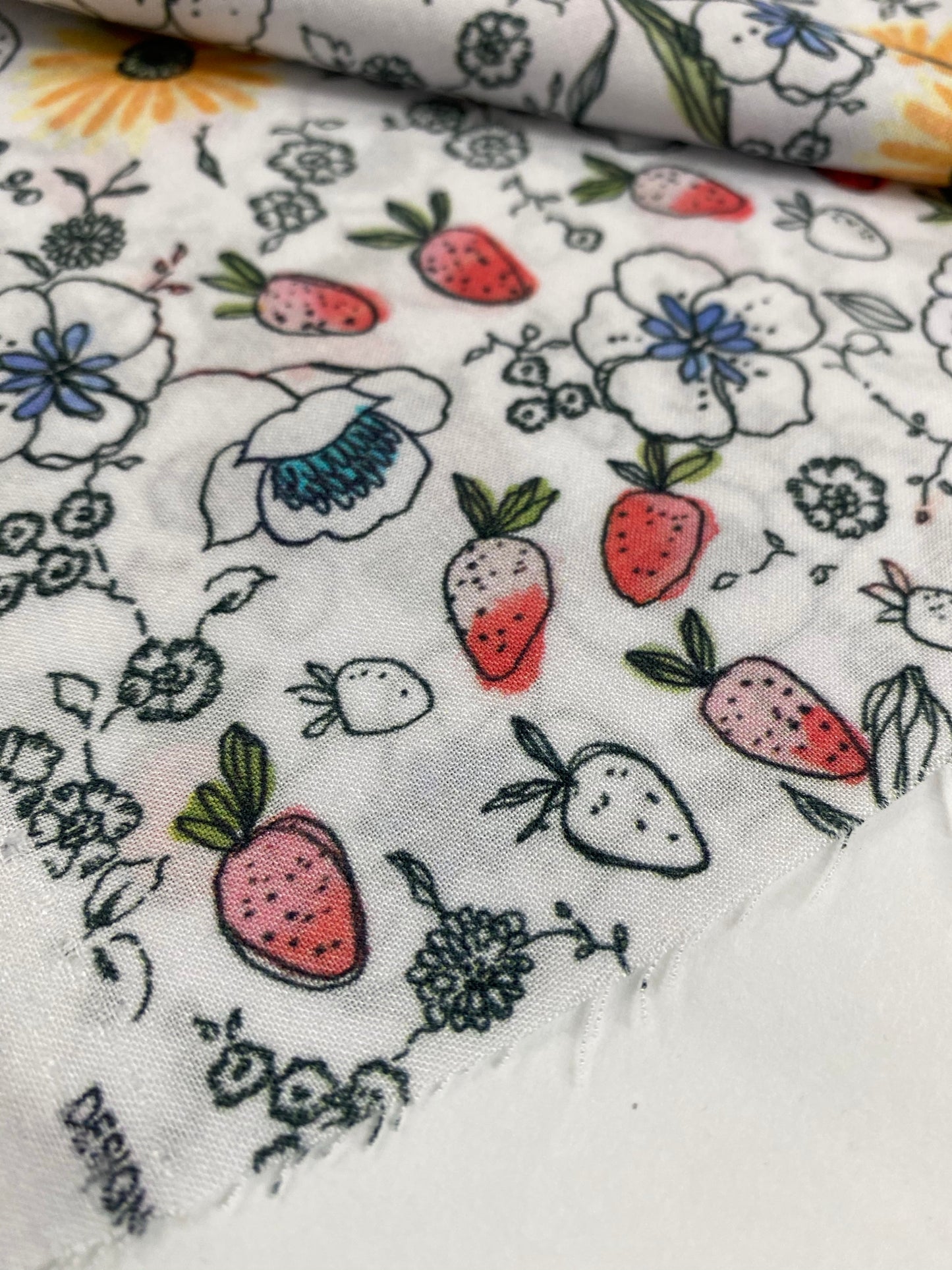 Strawberry Sunshine Print Cotton Batiste Lawn