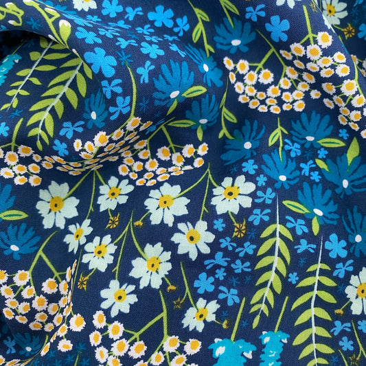 Art Gallery Blue Bank Flora Rayon Challis 2.65m