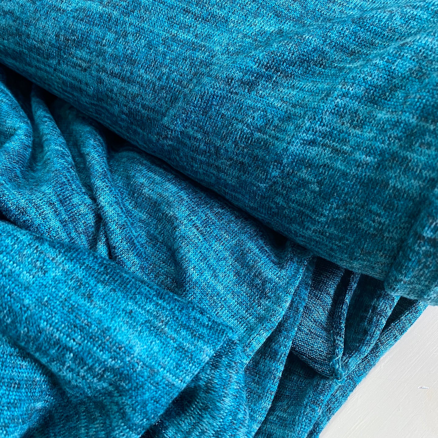 Julia Melange Sweater Knitted Fabric Teal Melange 2.6m