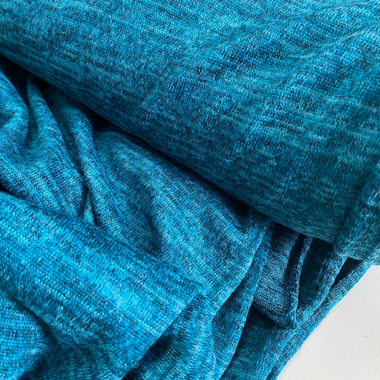 Julia Melange Sweater Knitted Fabric Teal Melange 2.6m