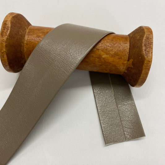 Faux Smooth Leather Bias Binding Taupe 25mm