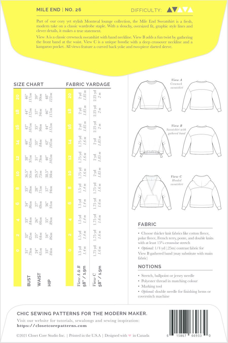 Mile End Sweatshirt by Closet Core Patterns
