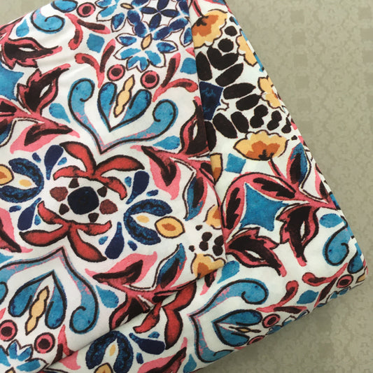 Portuguese Tile Cotton Poplin Print 2.5m