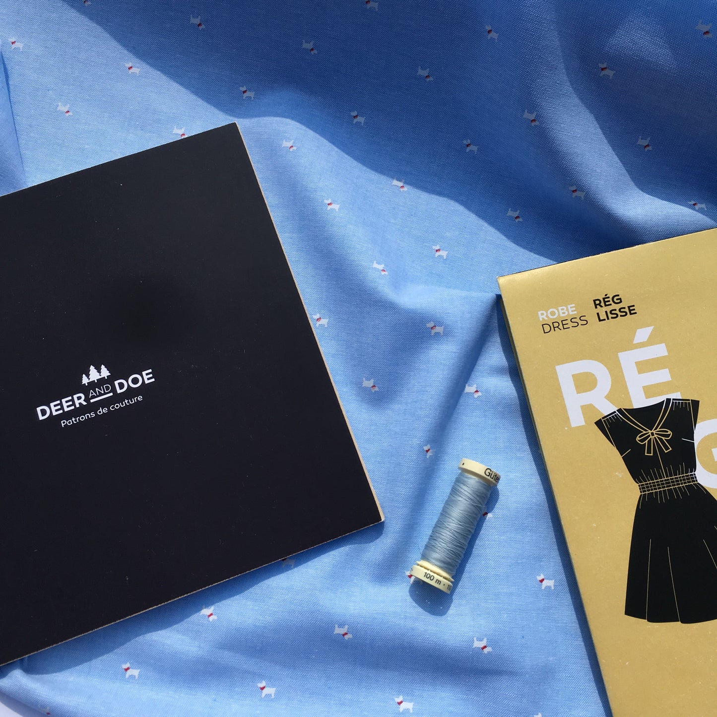 Cotton Chambray Scottie Dogs 2.2m